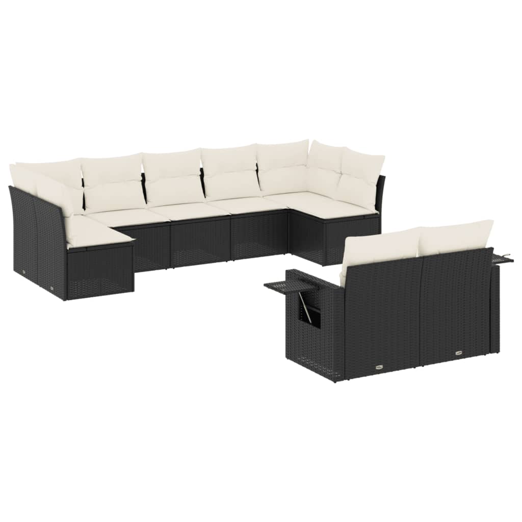 9-delige Loungeset met kussens poly rattan zwart is nu te koop bij PeponiXL, paradijselijk wonen!
