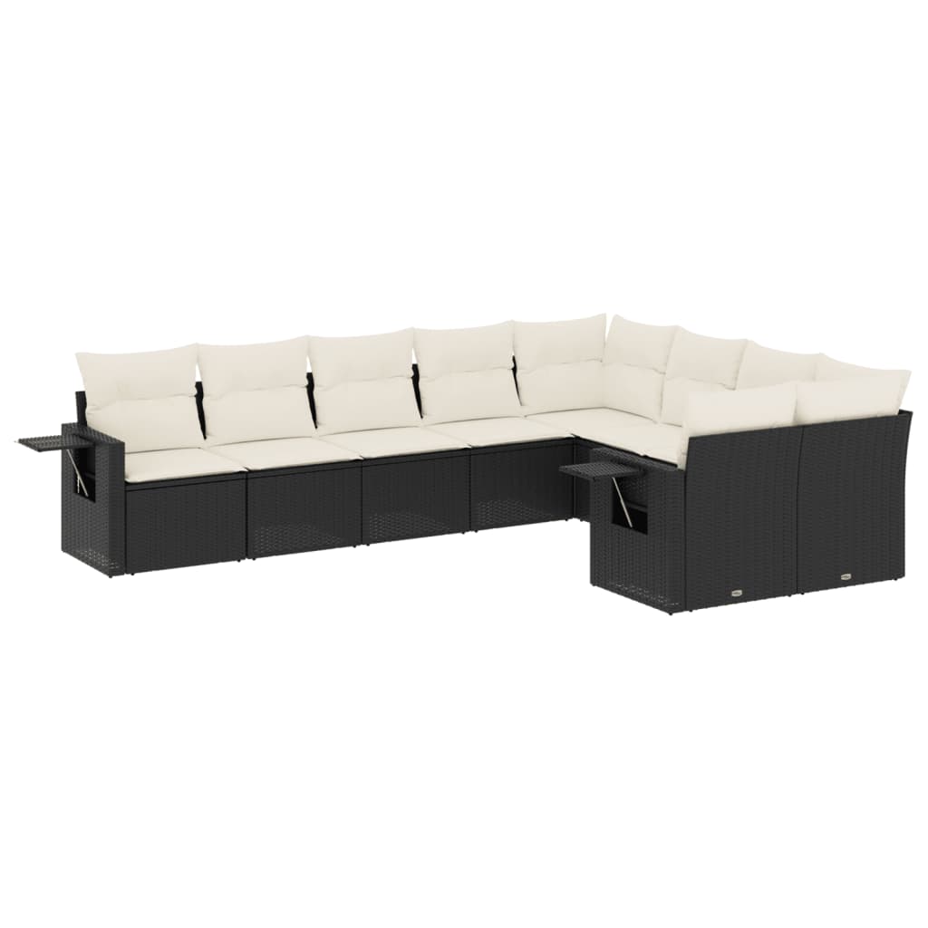 9-delige Loungeset met kussens poly rattan zwart is nu te koop bij PeponiXL, paradijselijk wonen!
