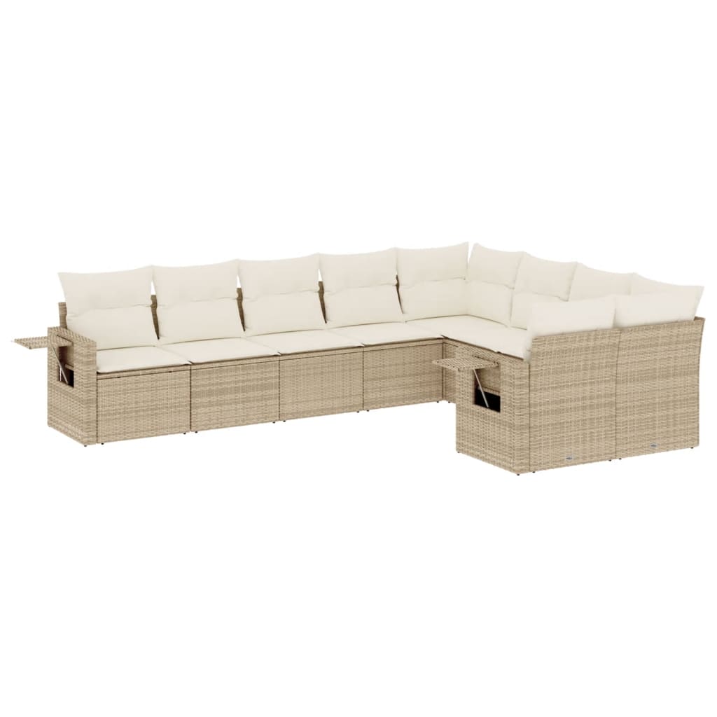 9-delige Loungeset met kussens poly rattan beige is nu te koop bij PeponiXL, paradijselijk wonen!