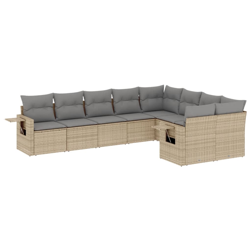 9-delige Loungeset met kussens poly rattan beige is nu te koop bij PeponiXL, paradijselijk wonen!