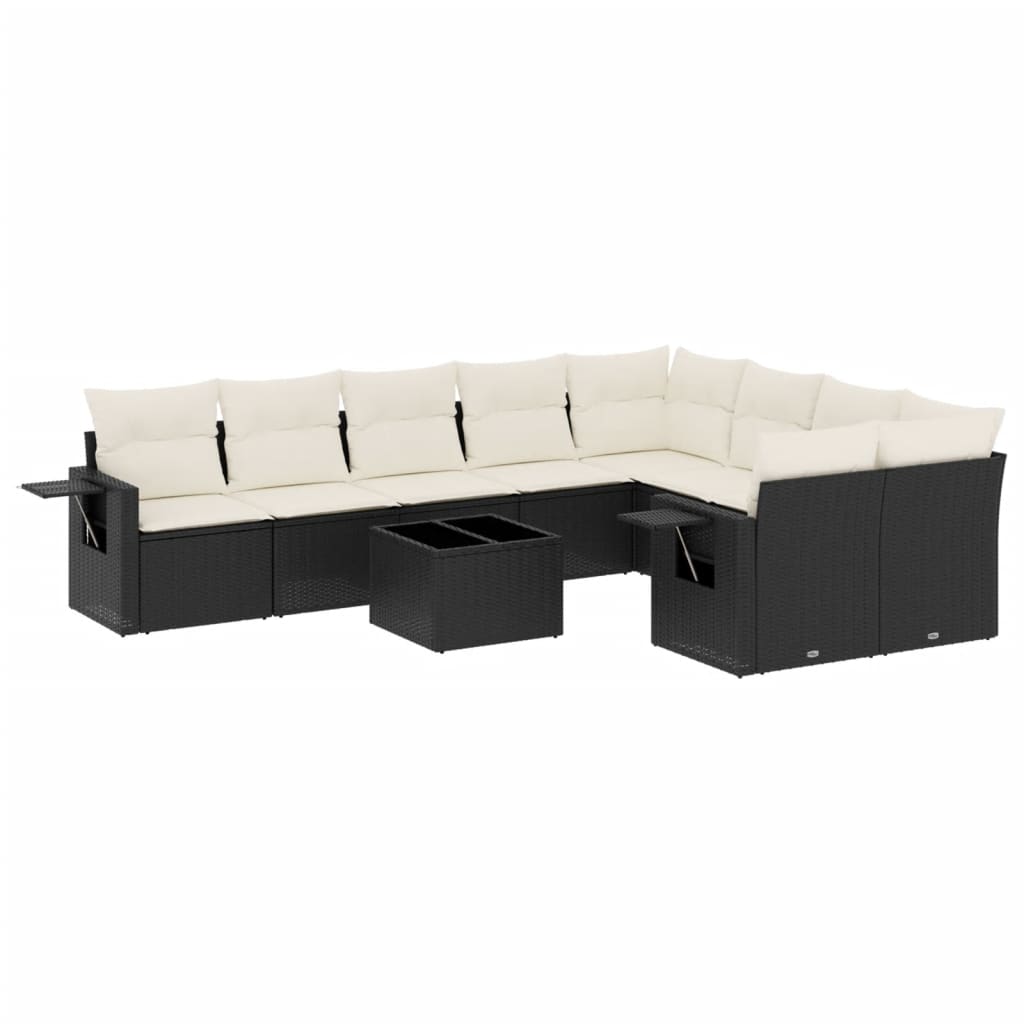 10-delige Loungeset met kussens poly rattan zwart is nu te koop bij PeponiXL, paradijselijk wonen!
