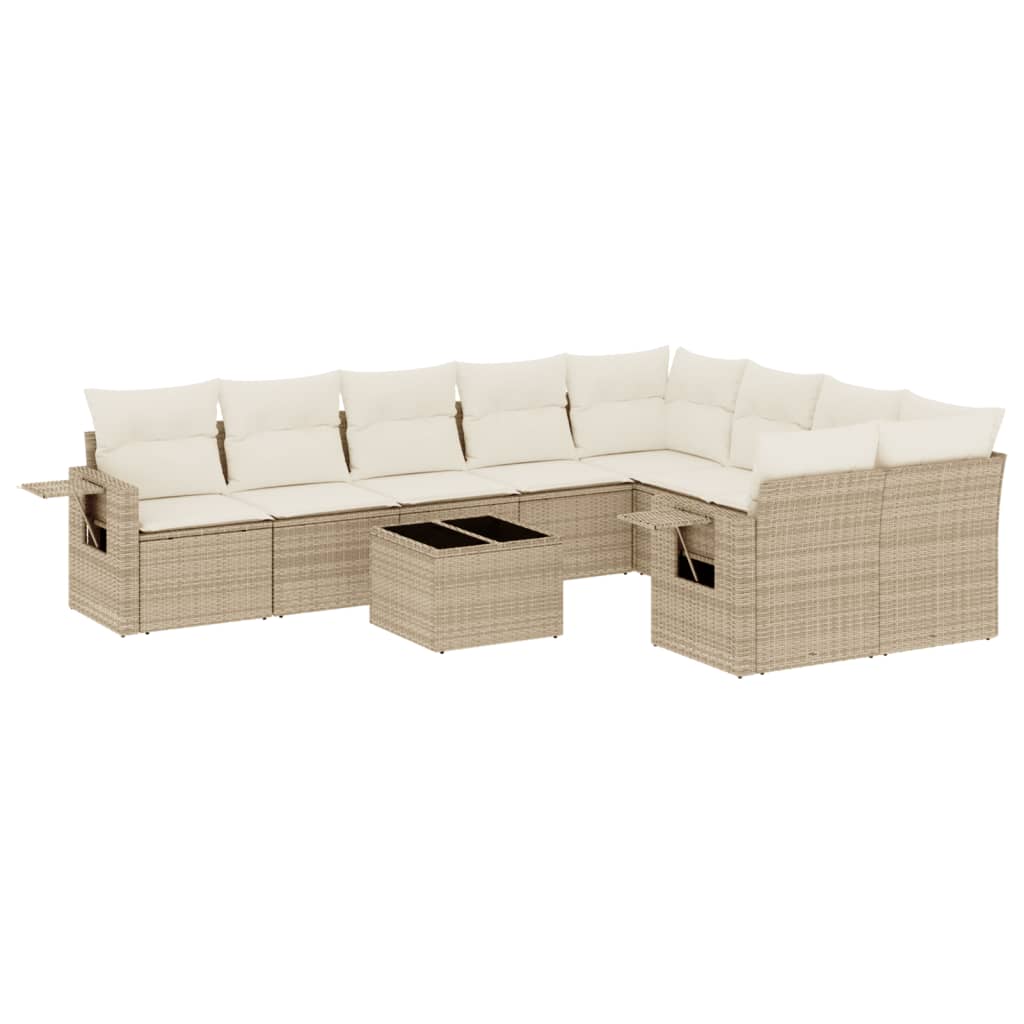 10-delige Loungeset met kussens poly rattan beige is nu te koop bij PeponiXL, paradijselijk wonen!