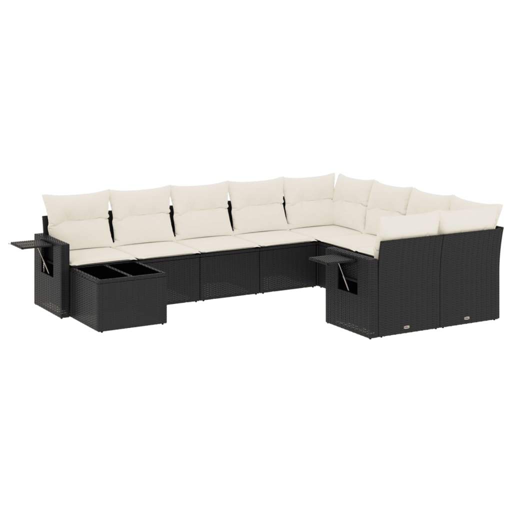 10-delige Loungeset met kussens poly rattan zwart is nu te koop bij PeponiXL, paradijselijk wonen!