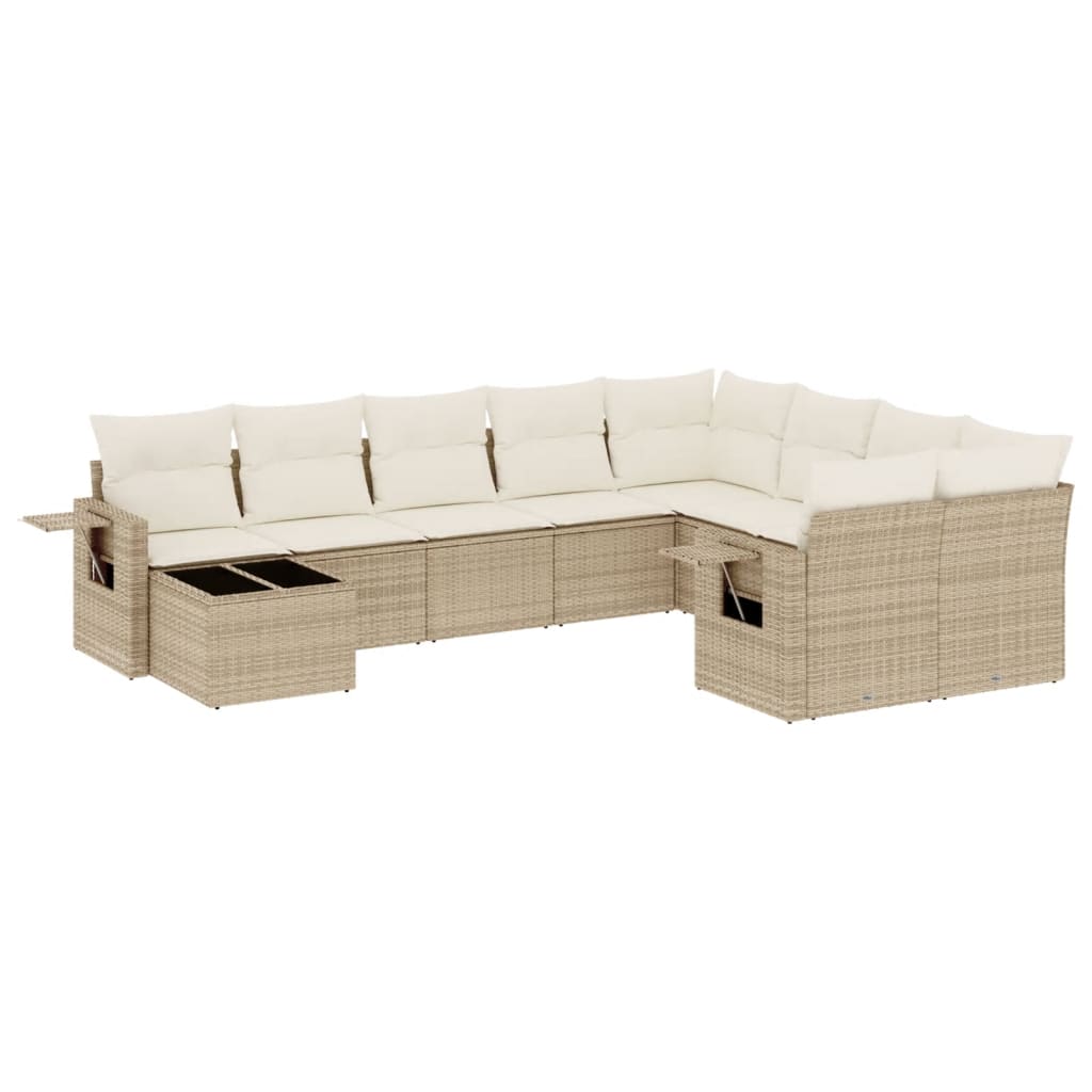 10-delige Loungeset met kussens poly rattan beige is nu te koop bij PeponiXL, paradijselijk wonen!