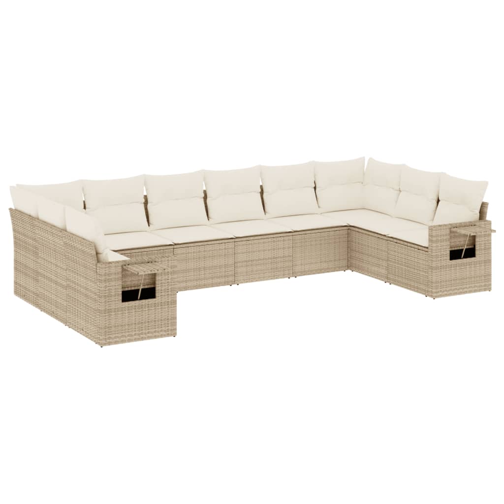10-delige Loungeset met kussens poly rattan beige is nu te koop bij PeponiXL, paradijselijk wonen!