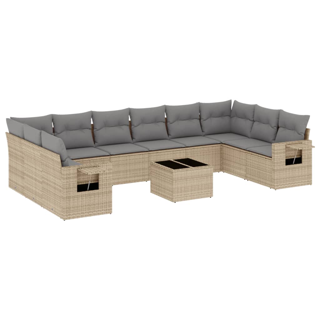 11-delige Tuinset met kussens poly rattan beige is nu te koop bij PeponiXL, paradijselijk wonen!