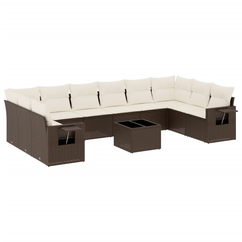 11-delige Loungeset met kussens poly rattan bruin is nu te koop bij PeponiXL, paradijselijk wonen!
