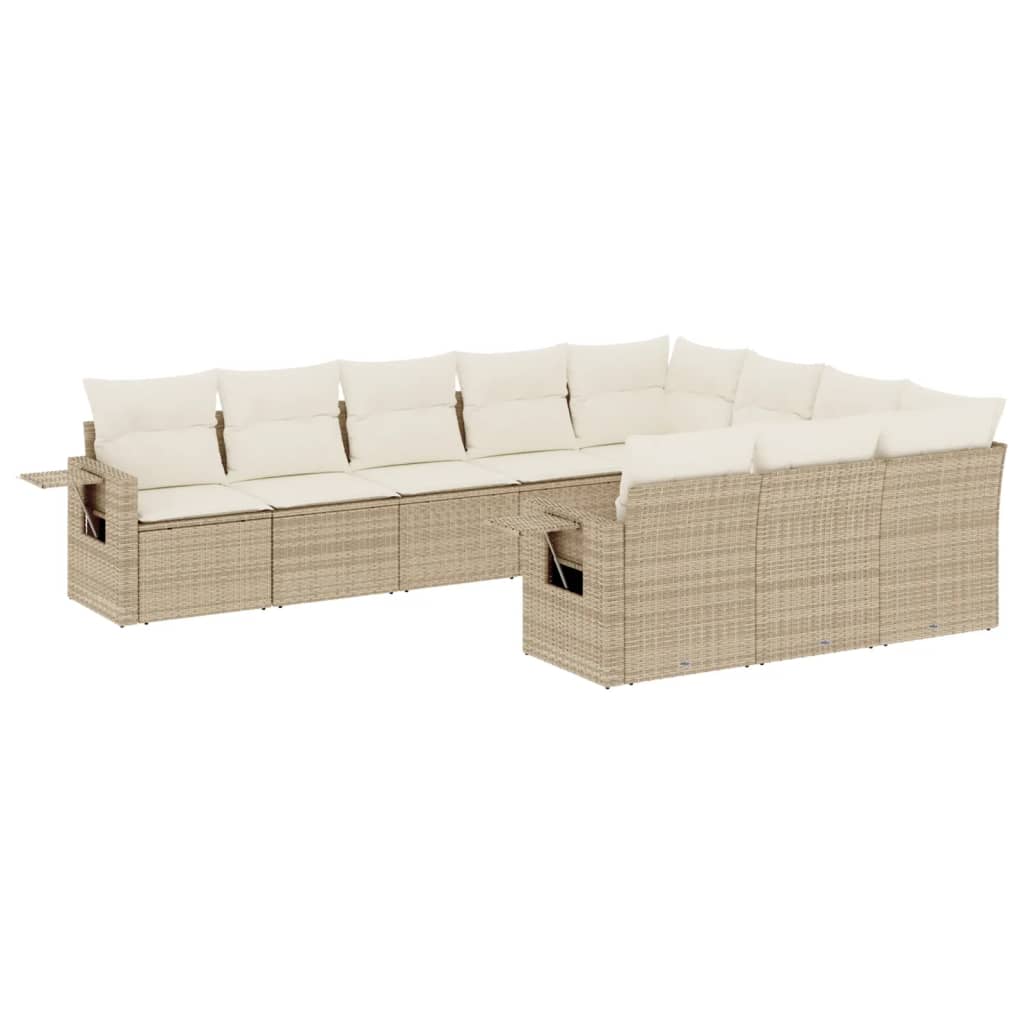 10-delige Loungeset met kussens poly rattan beige is nu te koop bij PeponiXL, paradijselijk wonen!