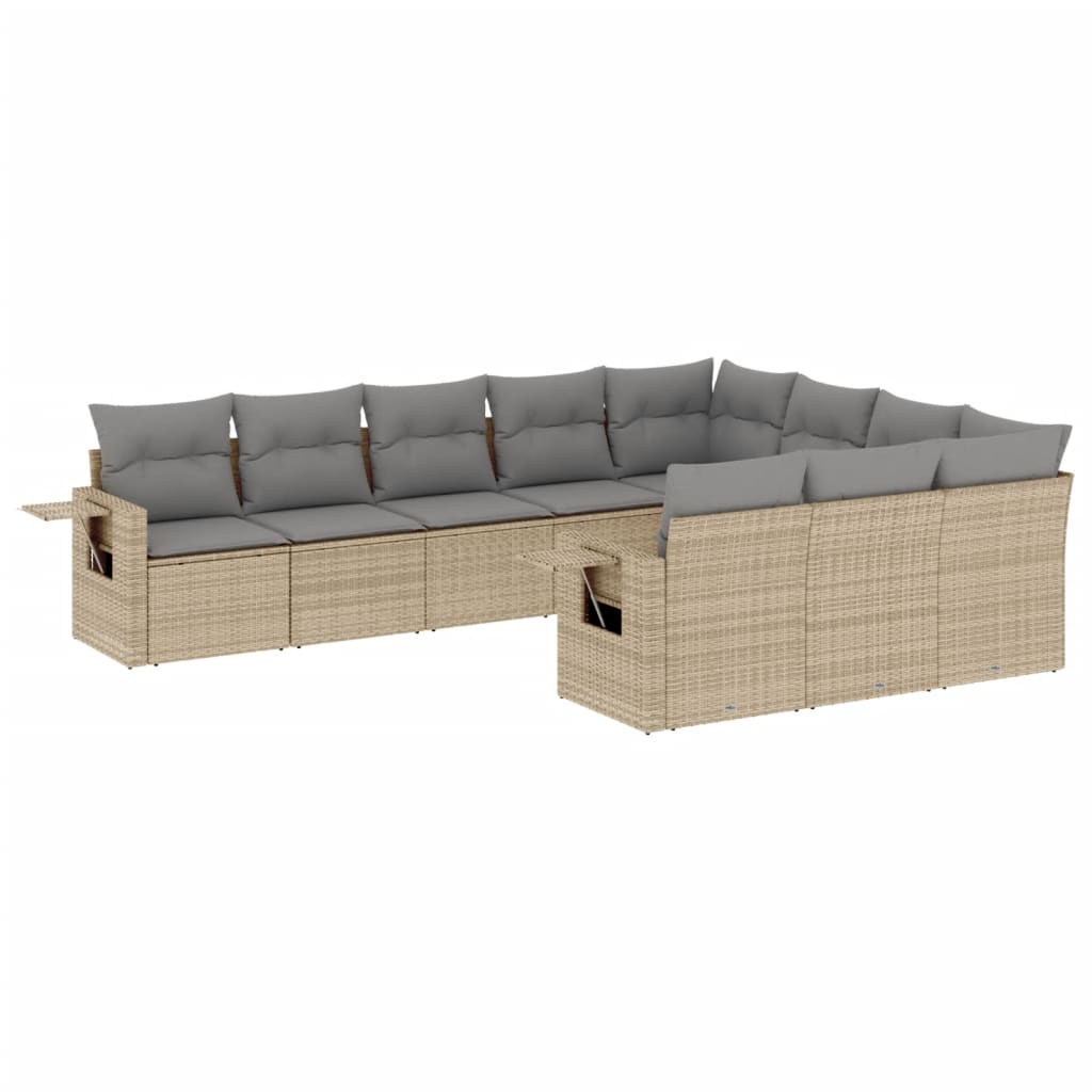 10-delige Loungeset met kussens poly rattan beige is nu te koop bij PeponiXL, paradijselijk wonen!