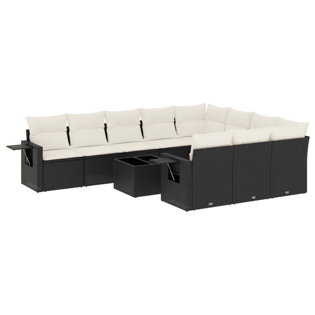 11-delige Loungeset met kussens poly rattan zwart is nu te koop bij PeponiXL, paradijselijk wonen!