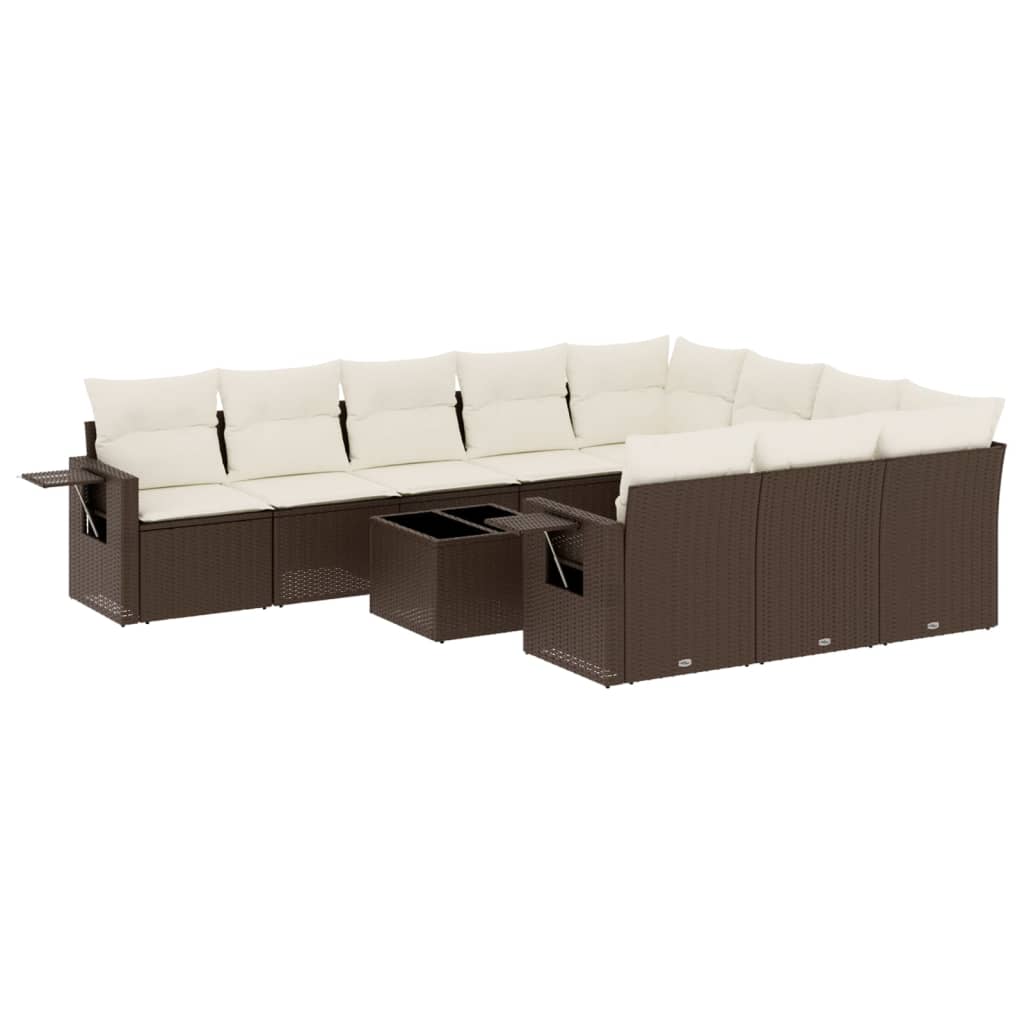 11-delige Loungeset met kussens poly rattan bruin is nu te koop bij PeponiXL, paradijselijk wonen!