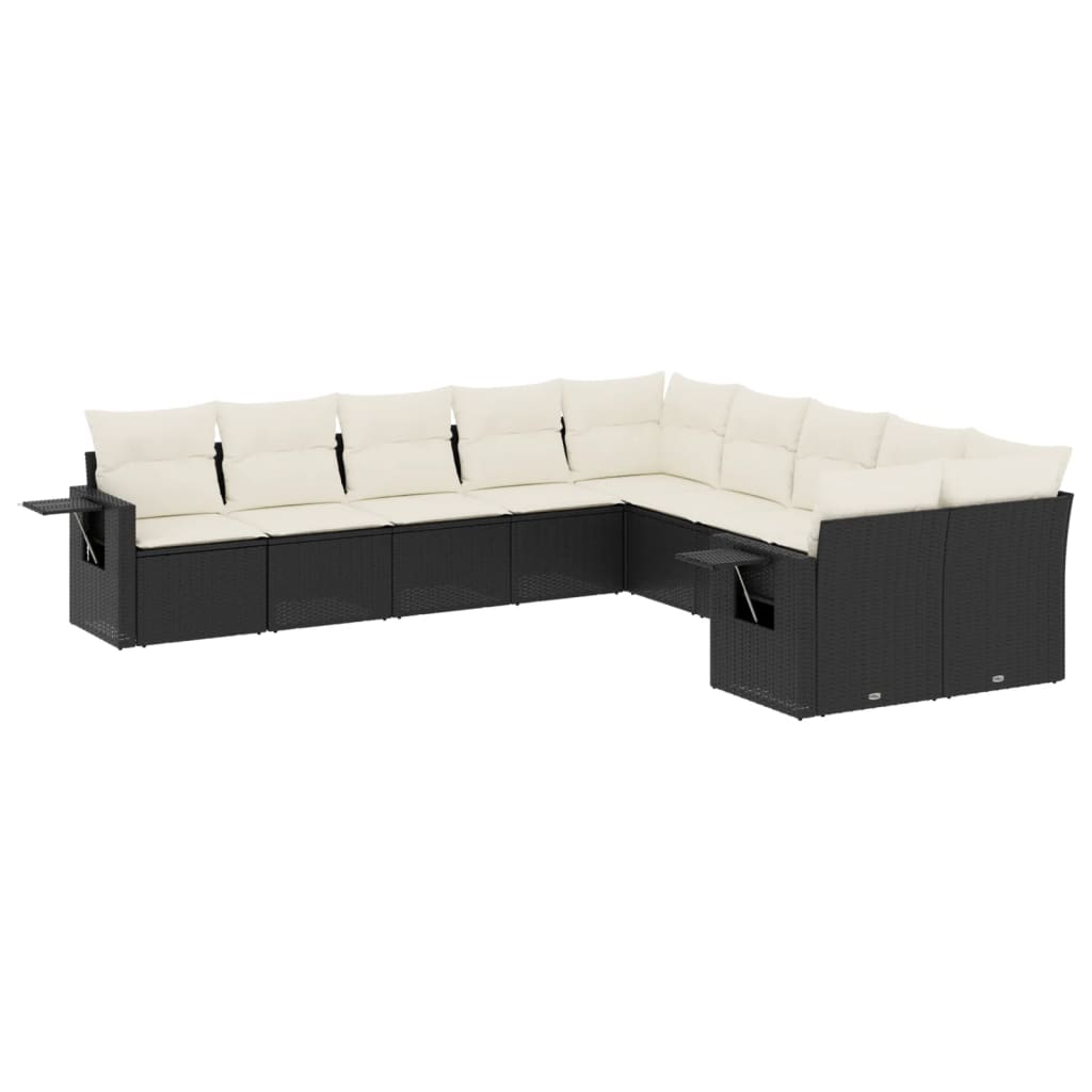 10-delige Loungeset met kussens poly rattan zwart is nu te koop bij PeponiXL, paradijselijk wonen!