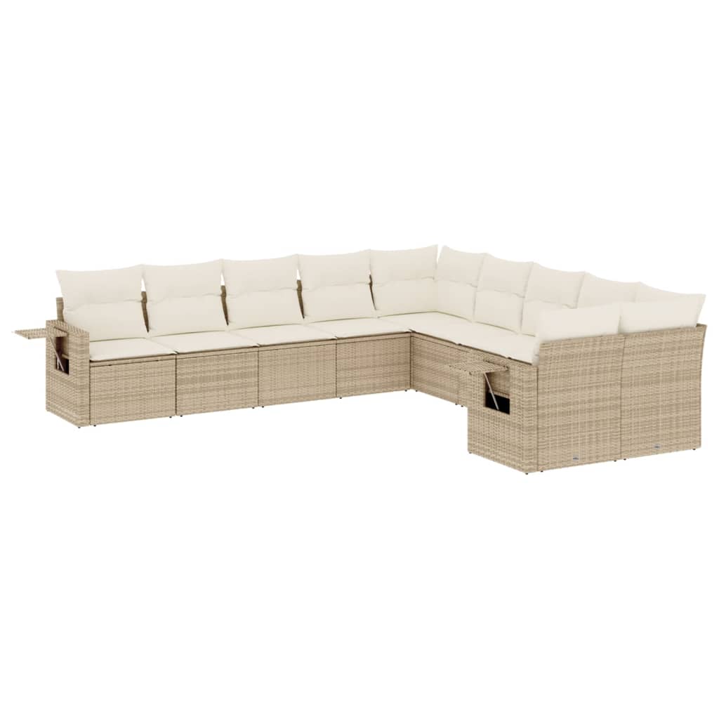 10-delige Loungeset met kussens poly rattan beige is nu te koop bij PeponiXL, paradijselijk wonen!
