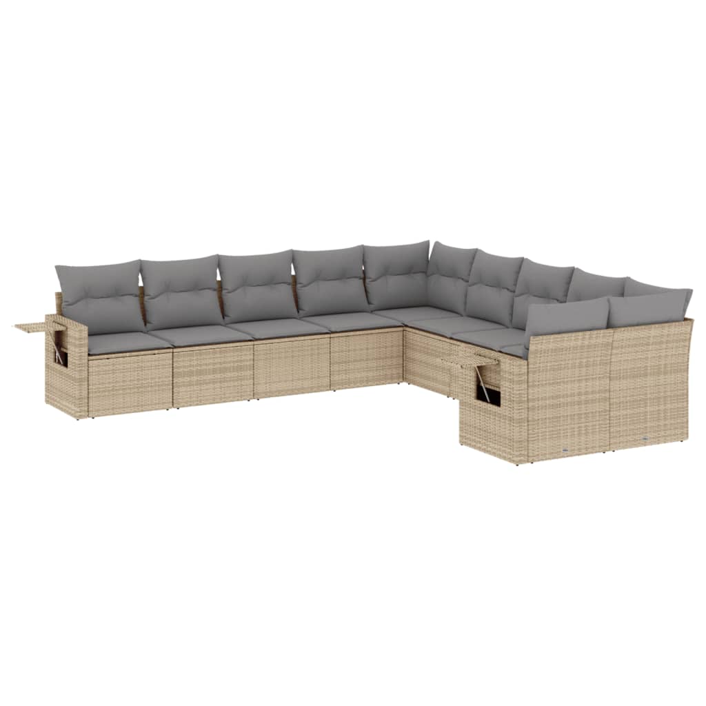 10-delige Loungeset met kussens poly rattan beige is nu te koop bij PeponiXL, paradijselijk wonen!