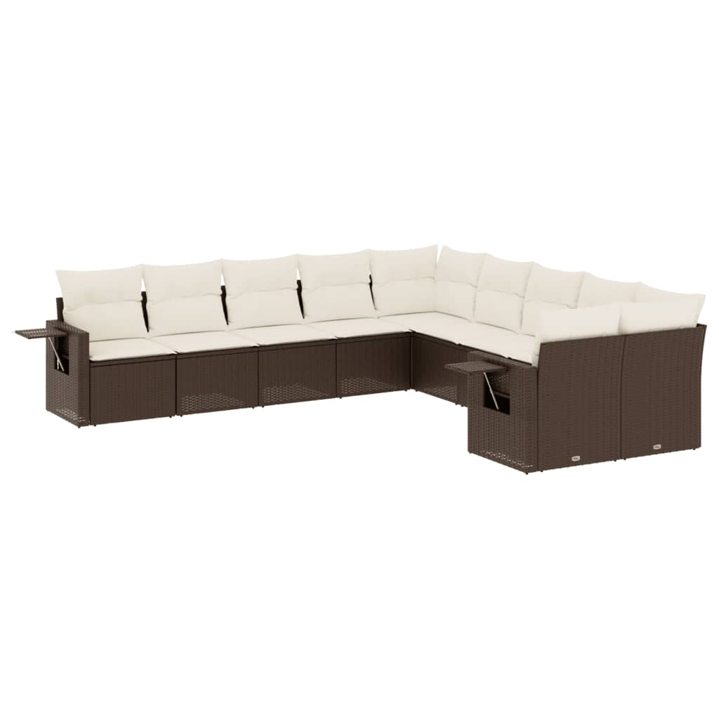10-delige Loungeset met kussens poly rattan bruin is nu te koop bij PeponiXL, paradijselijk wonen!