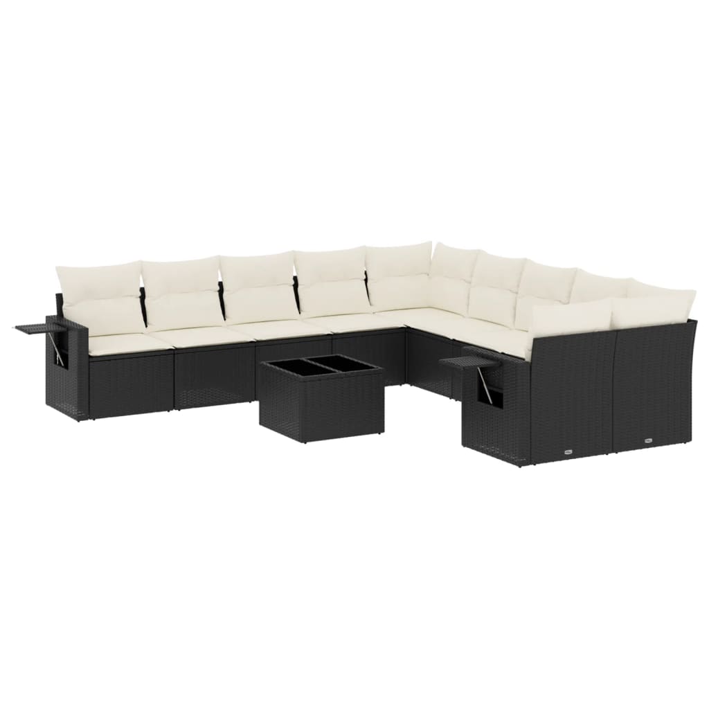 11-delige Loungeset met kussens poly rattan zwart is nu te koop bij PeponiXL, paradijselijk wonen!
