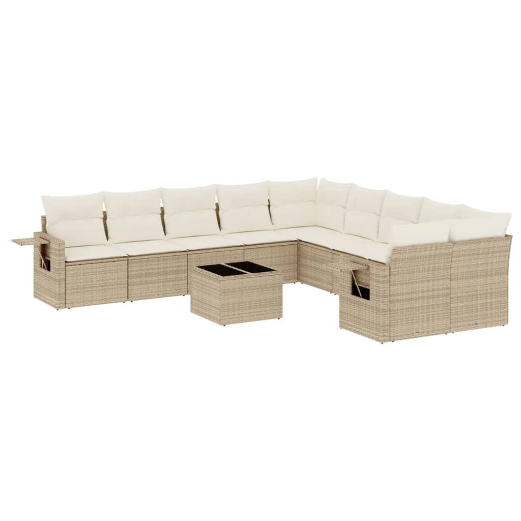 11-delige Tuinset met kussens poly rattan beige is nu te koop bij PeponiXL, paradijselijk wonen!