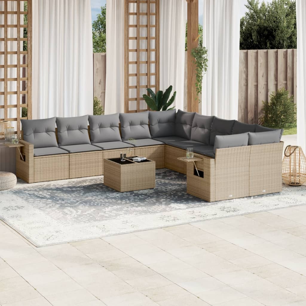 11-delige Tuinset met kussens poly rattan beige is nu te koop bij PeponiXL, paradijselijk wonen!