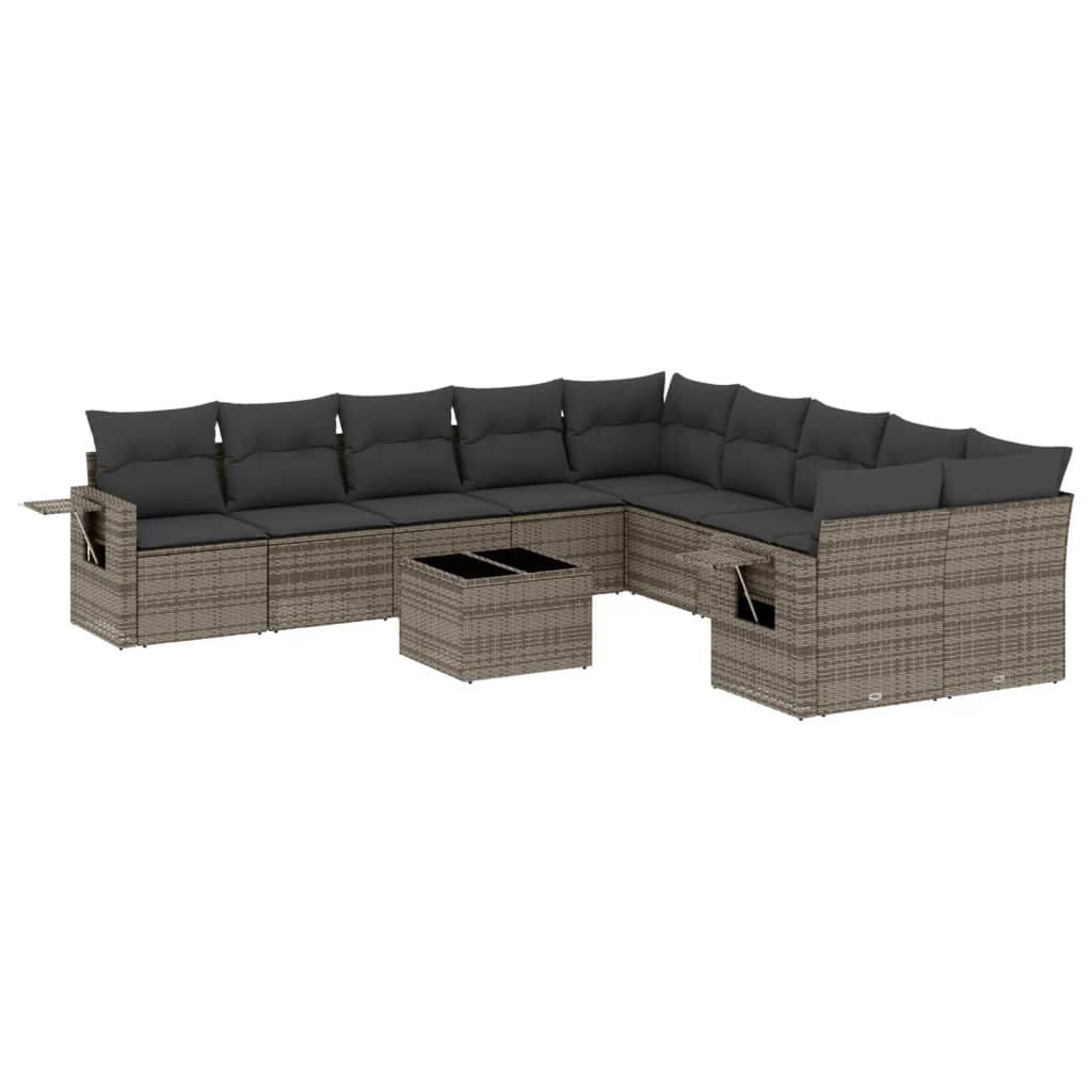 11-delige Loungeset met kussens poly rattan grijs is nu te koop bij PeponiXL, paradijselijk wonen!