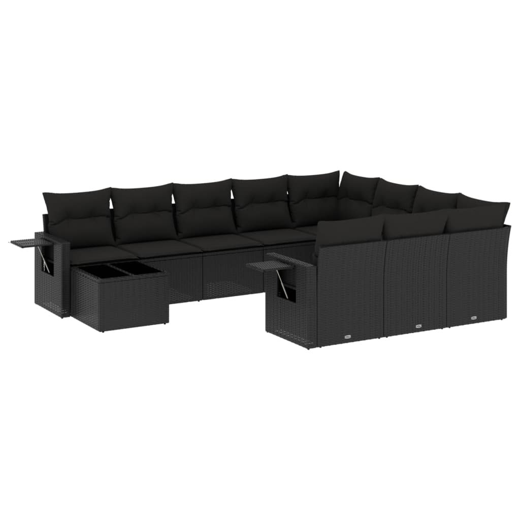 11-delige Loungeset met kussens poly rattan zwart is nu te koop bij PeponiXL, paradijselijk wonen!
