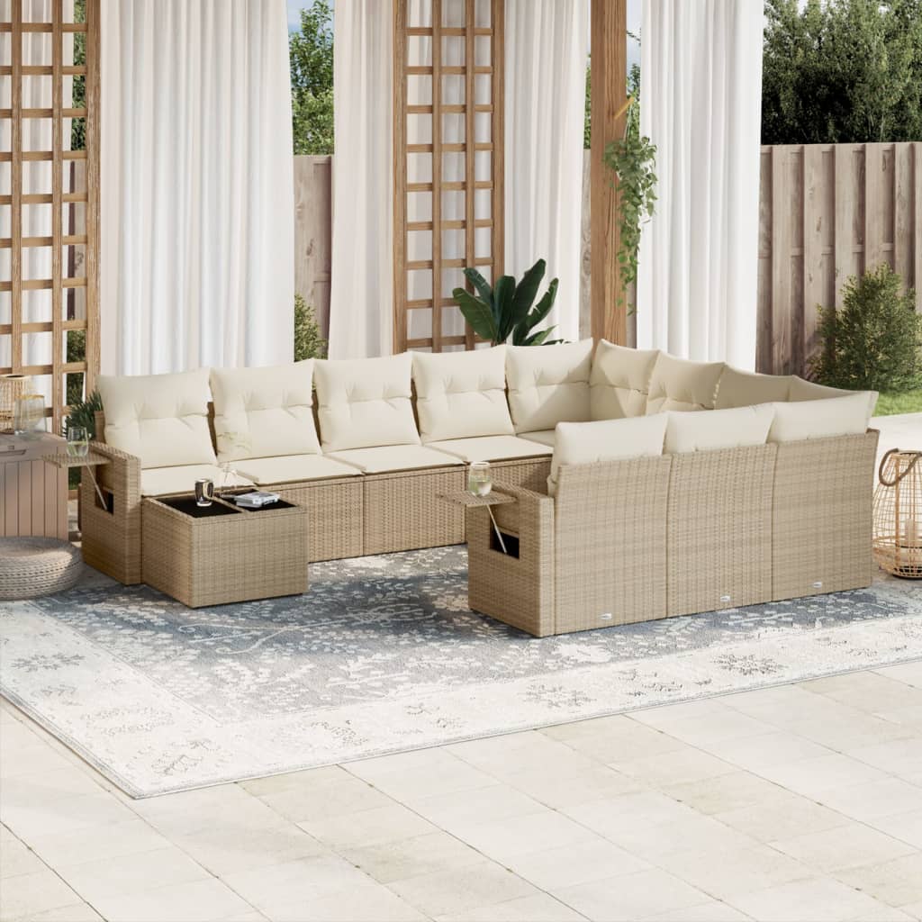 11-delige Tuinset met kussens poly rattan beige is nu te koop bij PeponiXL, paradijselijk wonen!