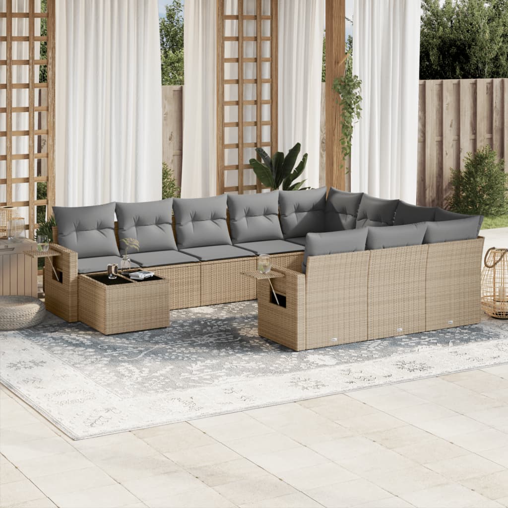 11-delige Tuinset met kussens poly rattan beige is nu te koop bij PeponiXL, paradijselijk wonen!