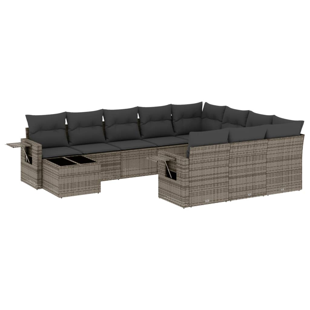 11-delige Loungeset met kussens poly rattan grijs is nu te koop bij PeponiXL, paradijselijk wonen!