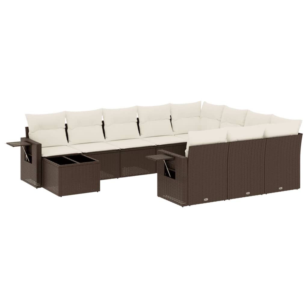 11-delige Loungeset met kussens poly rattan bruin is nu te koop bij PeponiXL, paradijselijk wonen!