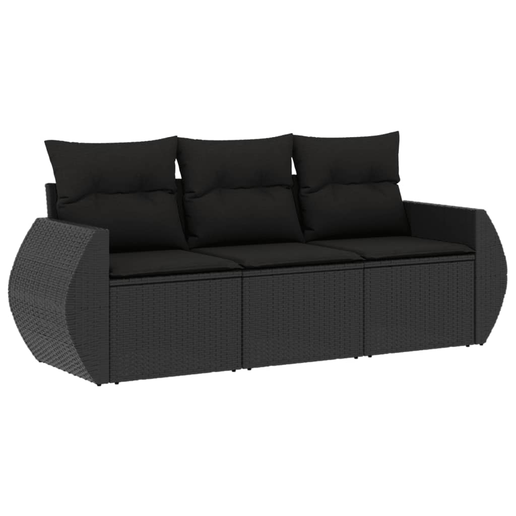 3-delige Loungeset met kussens poly rattan zwart is nu te koop bij PeponiXL, paradijselijk wonen!