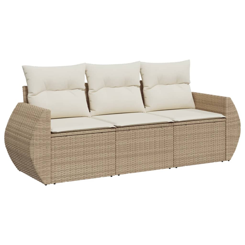 3-delige Loungeset met kussens poly rattan beige is nu te koop bij PeponiXL, paradijselijk wonen!