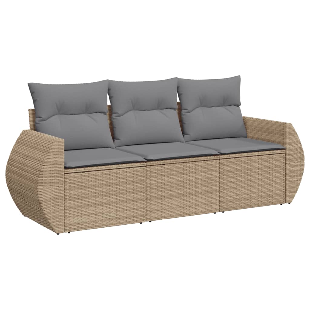 3-delige Loungeset met kussens poly rattan beige is nu te koop bij PeponiXL, paradijselijk wonen!