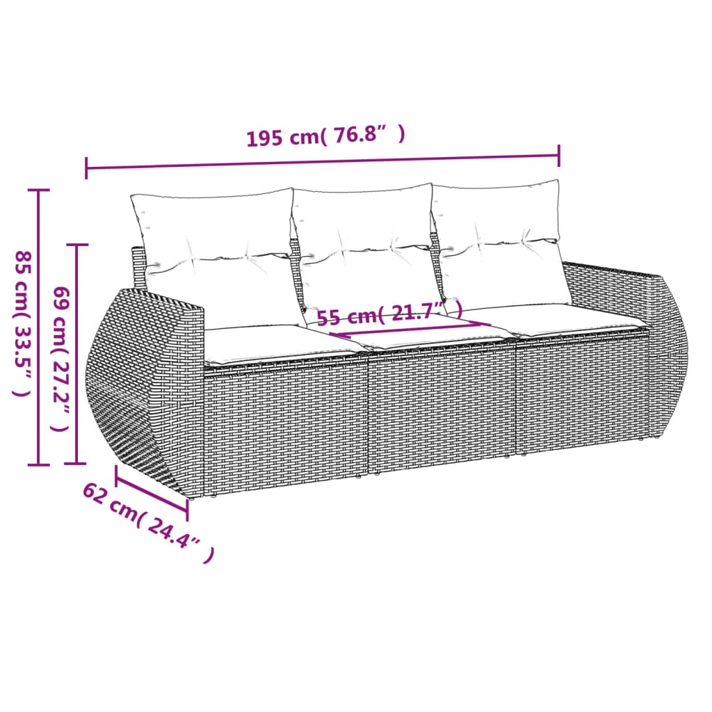 3-delige Loungeset met kussens poly rattan beige is nu te koop bij PeponiXL, paradijselijk wonen!