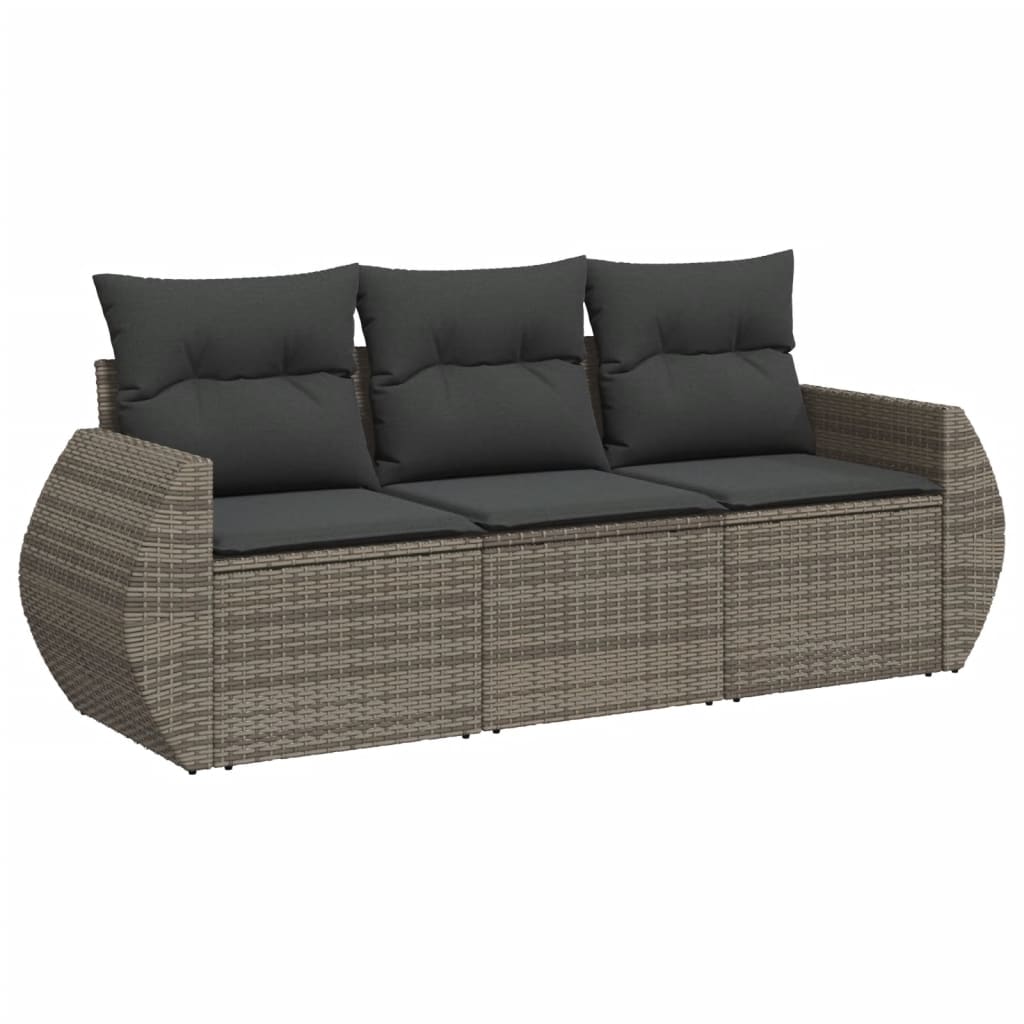 3-delige Loungeset met kussens poly rattan grijs is nu te koop bij PeponiXL, paradijselijk wonen!
