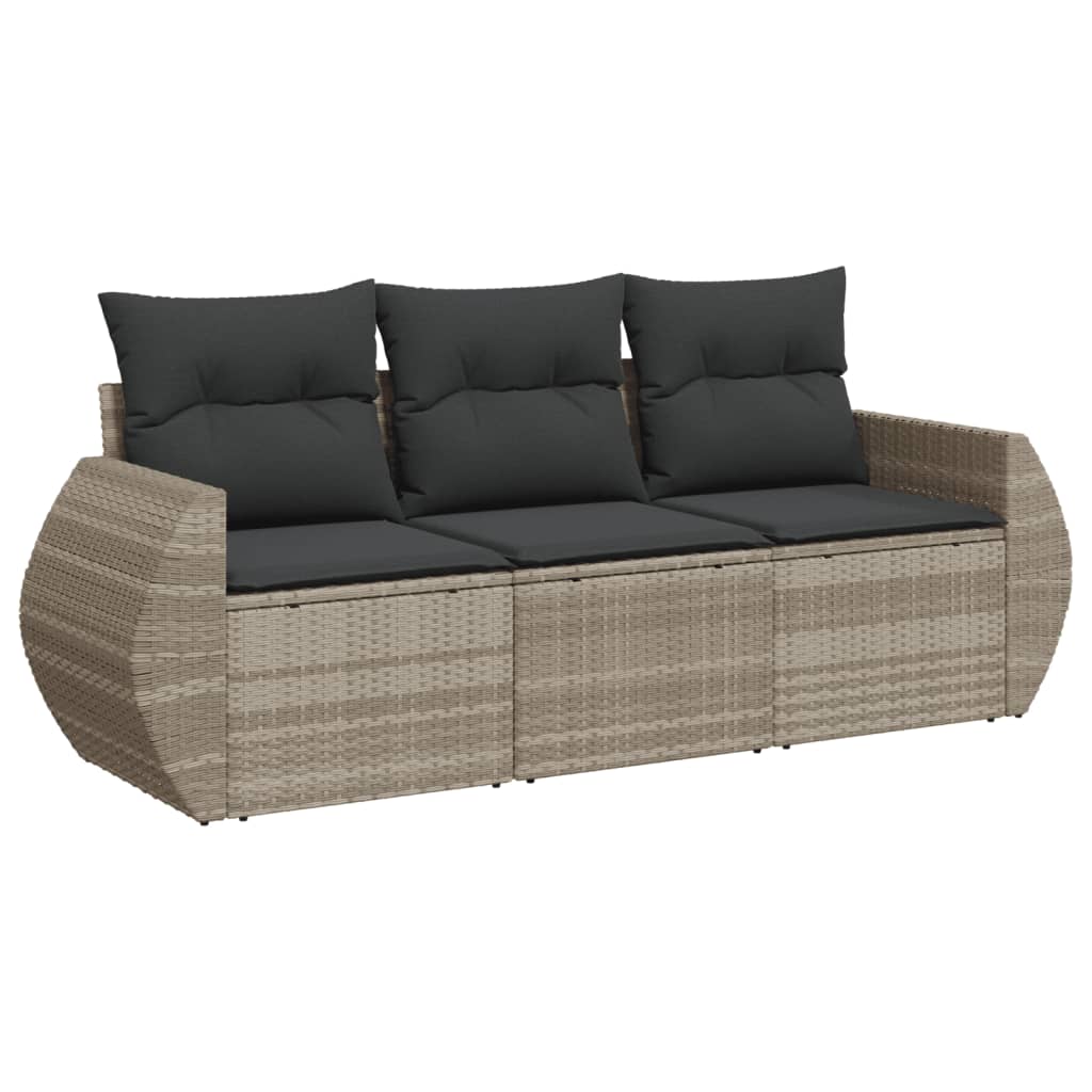 3-delige Loungeset met kussens poly rattan lichtgrijs is nu te koop bij PeponiXL, paradijselijk wonen!
