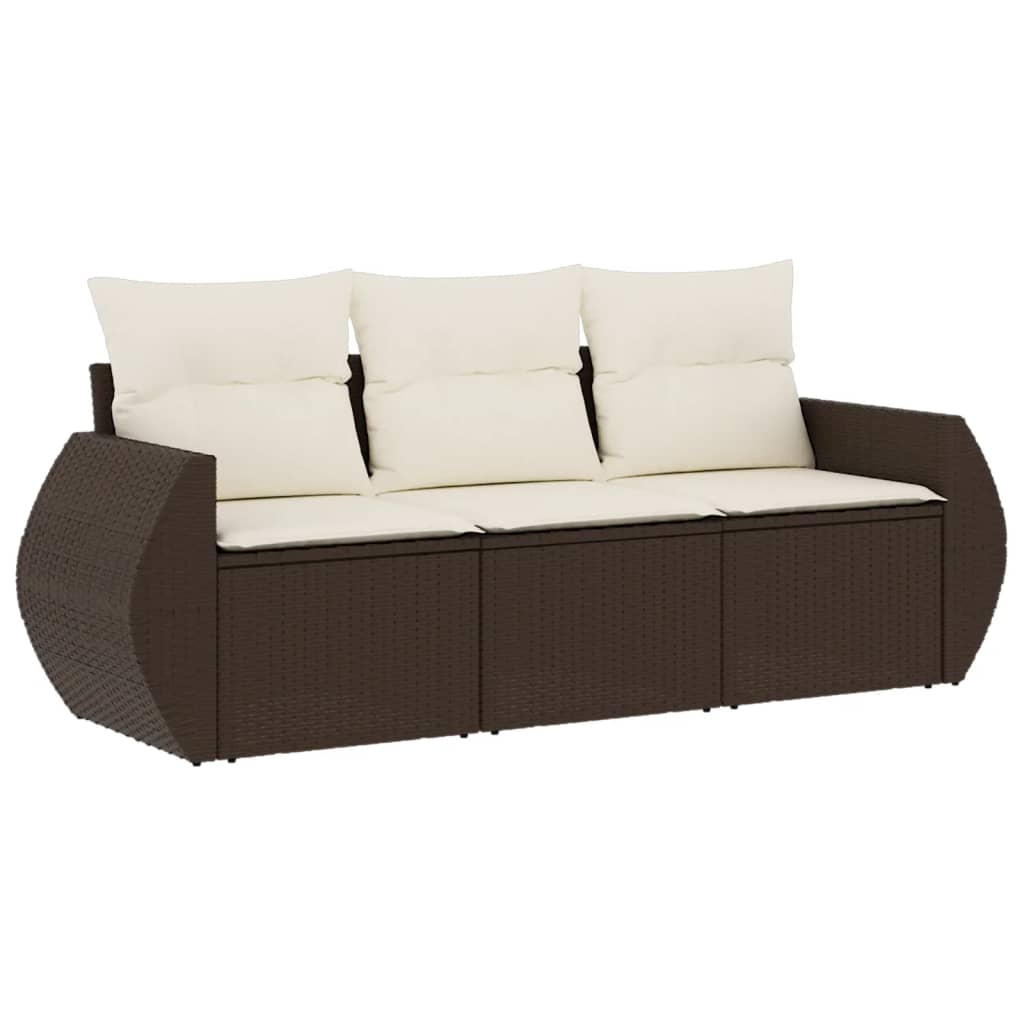 3-delige Loungeset met kussens poly rattan bruin is nu te koop bij PeponiXL, paradijselijk wonen!