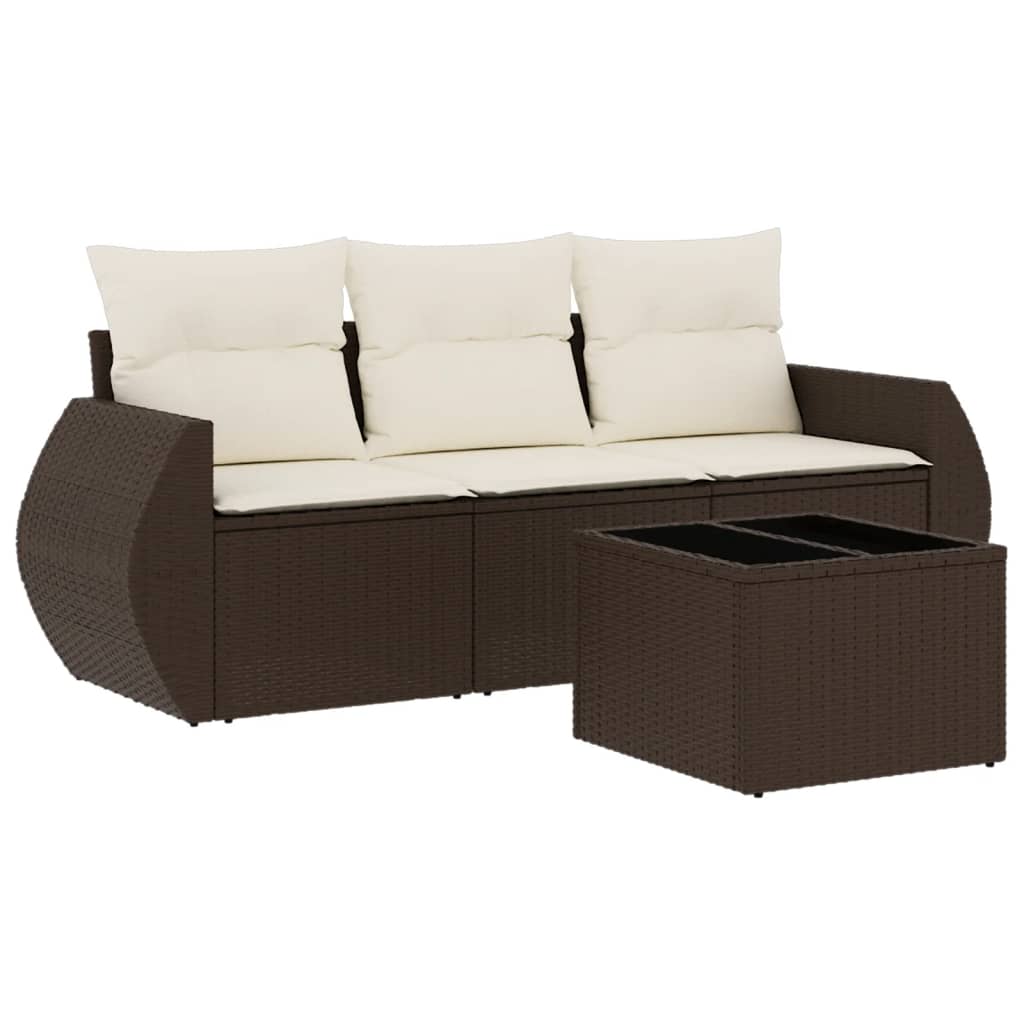 4-delige Loungeset met kussens poly rattan bruin is nu te koop bij PeponiXL, paradijselijk wonen!
