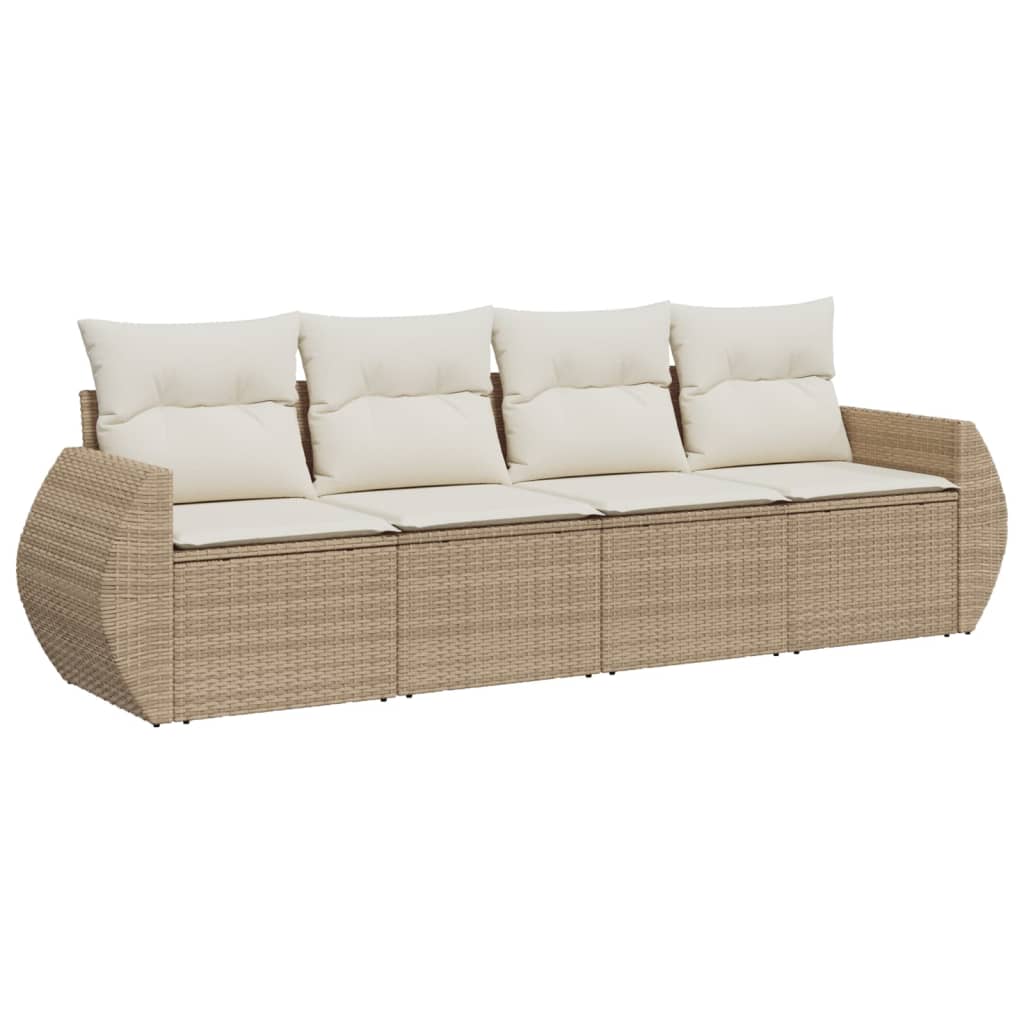 4-delige Loungeset met kussens poly rattan beige is nu te koop bij PeponiXL, paradijselijk wonen!