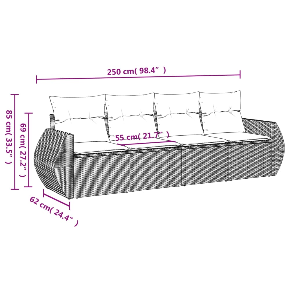 4-delige Loungeset met kussens poly rattan beige is nu te koop bij PeponiXL, paradijselijk wonen!