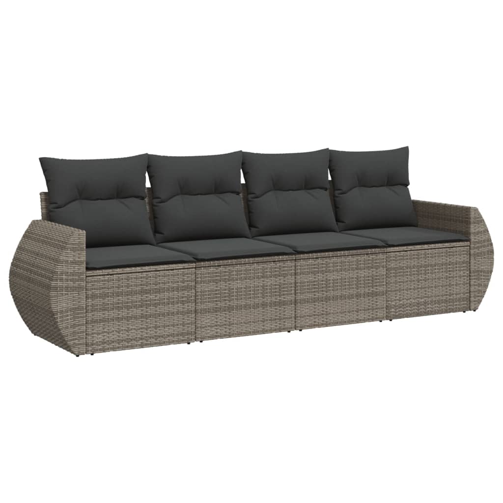 4-delige Loungeset met kussens poly rattan grijs is nu te koop bij PeponiXL, paradijselijk wonen!