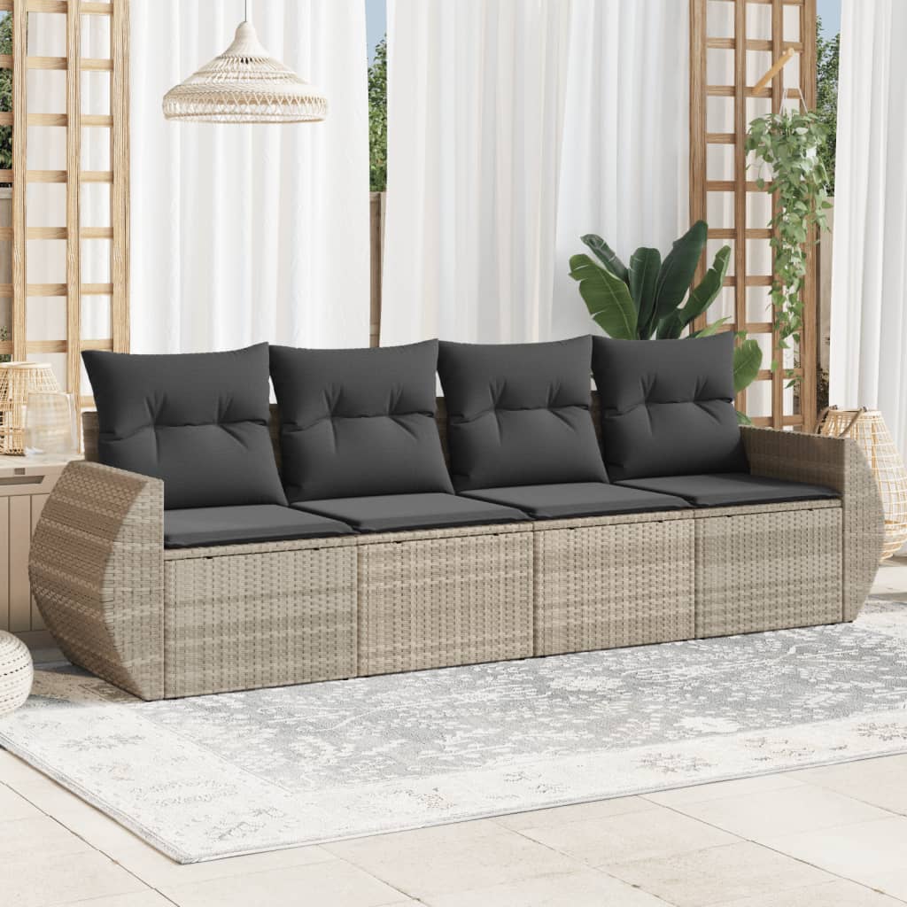 4-delige Loungeset met kussens poly rattan lichtgrijs is nu te koop bij PeponiXL, paradijselijk wonen!