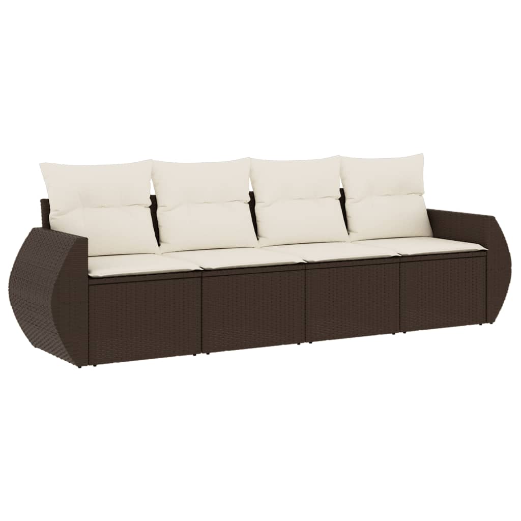 4-delige Loungeset met kussens poly rattan bruin is nu te koop bij PeponiXL, paradijselijk wonen!