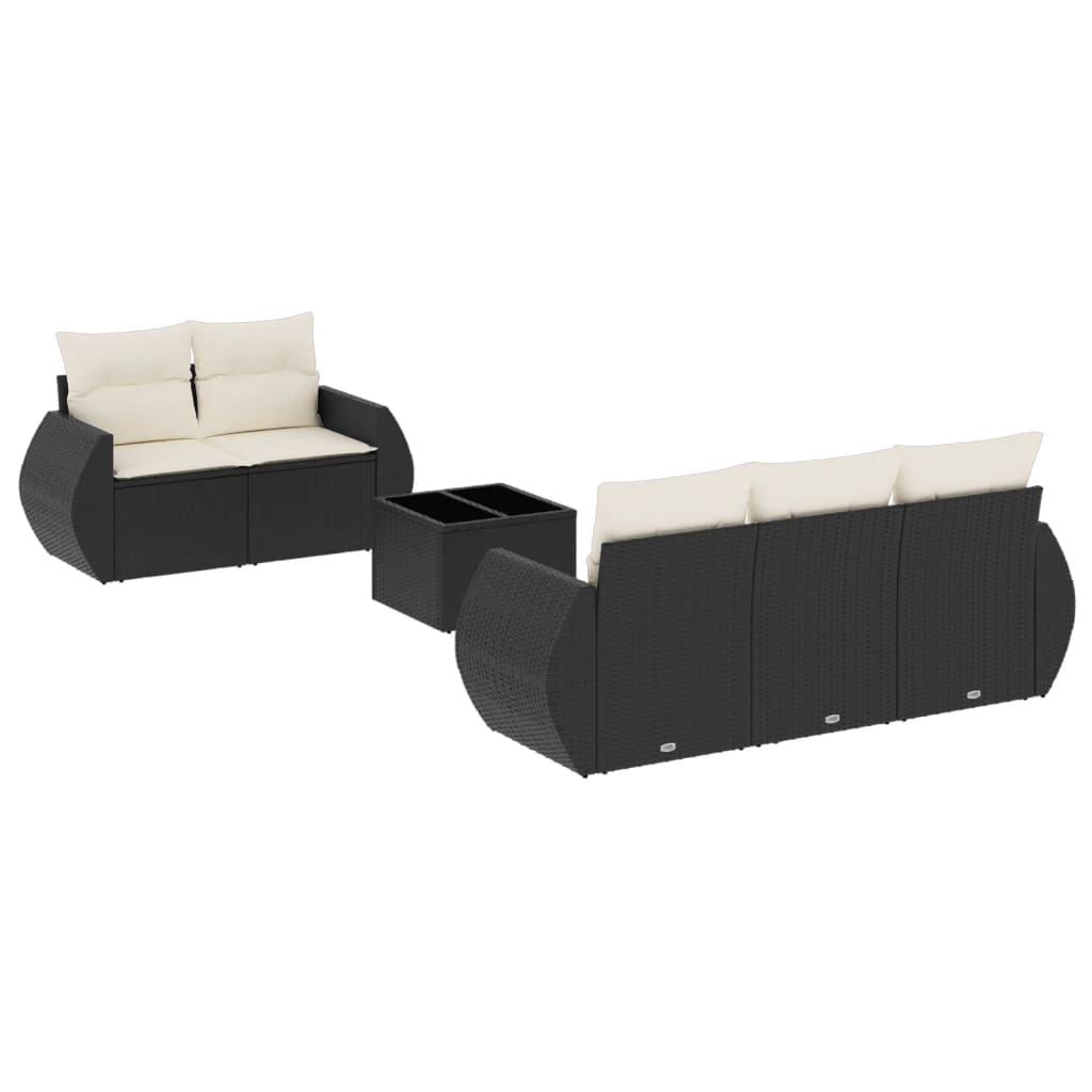 6-delige Loungeset met kussens poly rattan zwart is nu te koop bij PeponiXL, paradijselijk wonen!