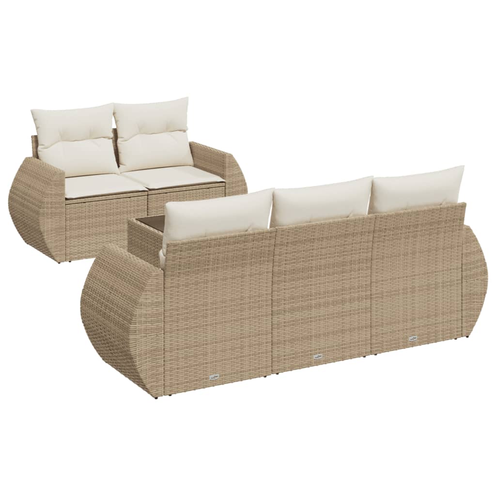 6-delige Loungeset met kussens poly rattan beige is nu te koop bij PeponiXL, paradijselijk wonen!