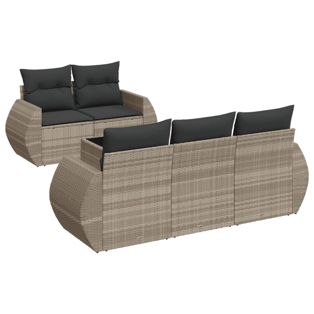 6-delige Loungeset met kussens poly rattan lichtgrijs is nu te koop bij PeponiXL, paradijselijk wonen!