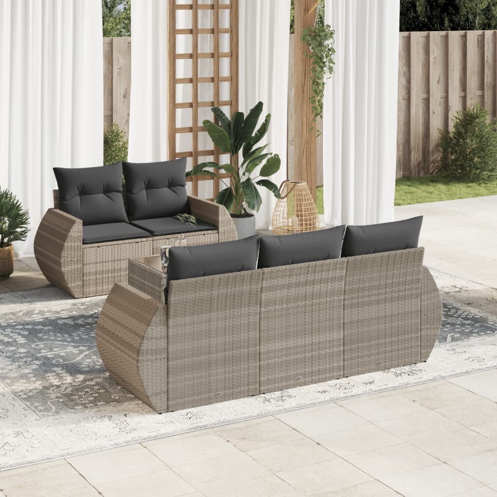 6-delige Loungeset met kussens poly rattan lichtgrijs is nu te koop bij PeponiXL, paradijselijk wonen!