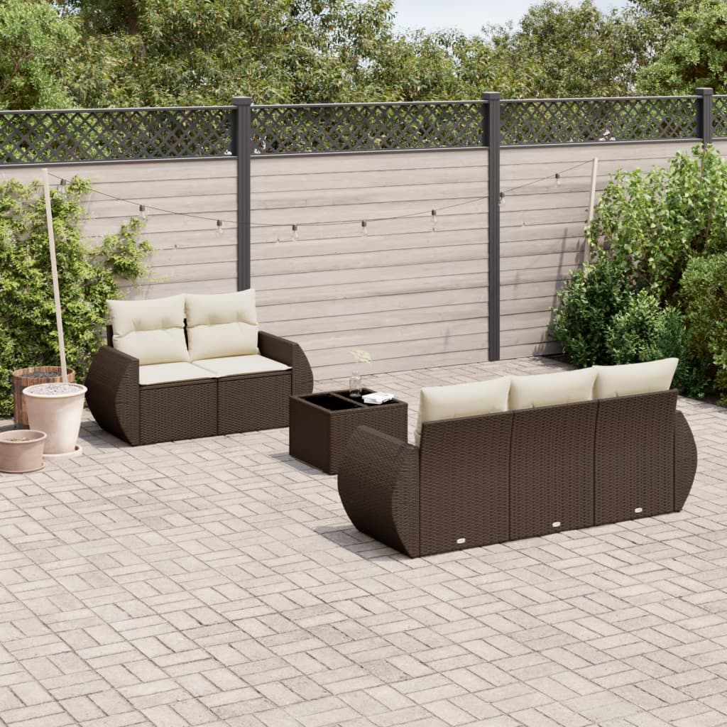 6-delige Loungeset met kussens poly rattan bruin is nu te koop bij PeponiXL, paradijselijk wonen!