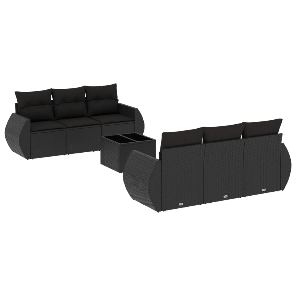 7-delige Loungeset met kussens poly rattan zwart is nu te koop bij PeponiXL, paradijselijk wonen!