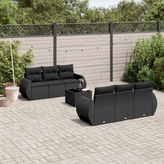 7-delige Loungeset met kussens poly rattan zwart is nu te koop bij PeponiXL, paradijselijk wonen!