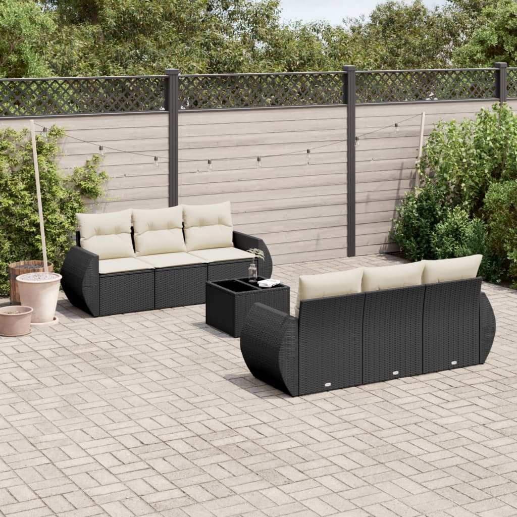 7-delige Loungeset met kussens poly rattan zwart is nu te koop bij PeponiXL, paradijselijk wonen!