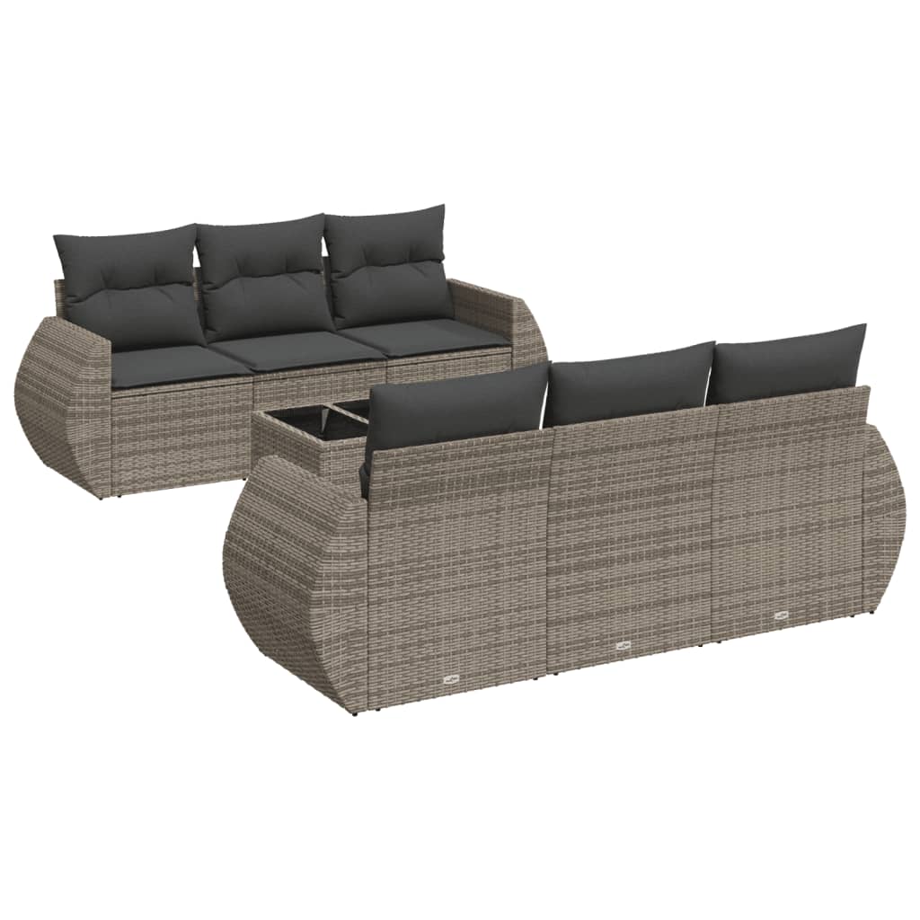7-delige Loungeset met kussens poly rattan grijs is nu te koop bij PeponiXL, paradijselijk wonen!